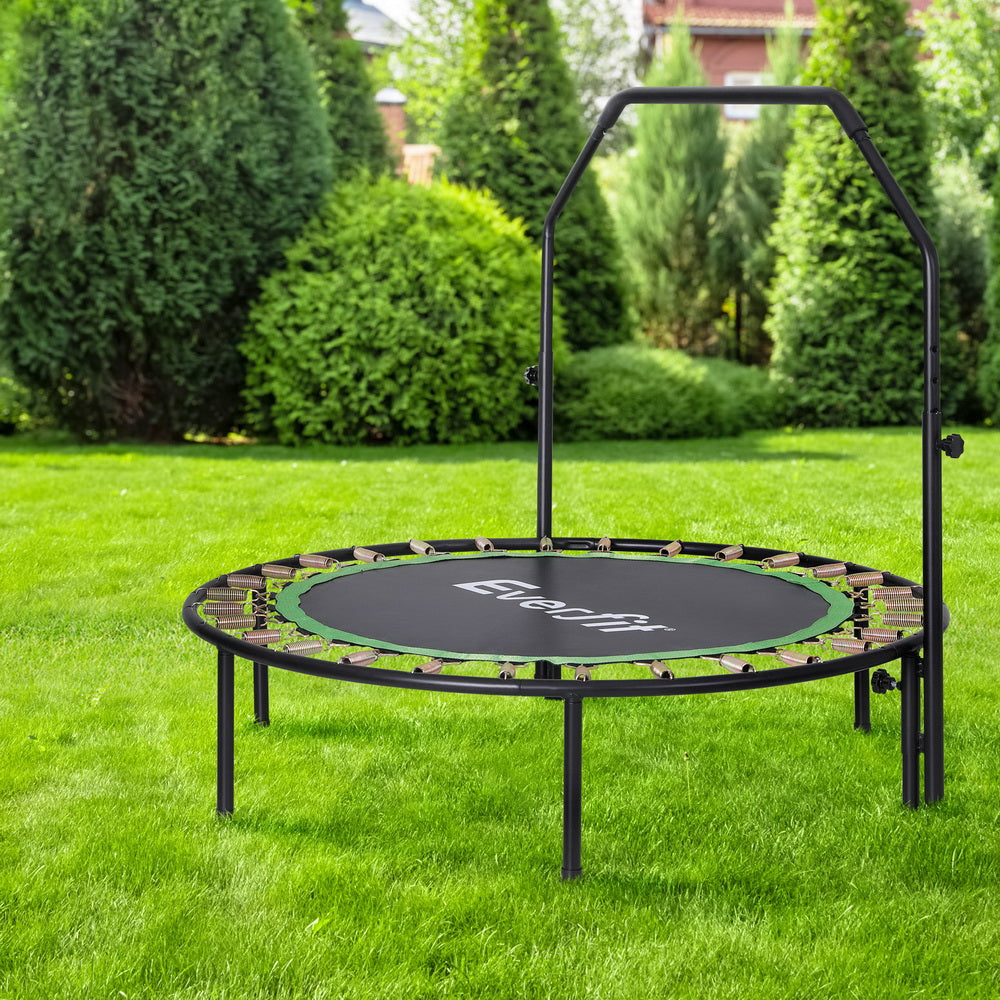 Trampolines & Accessories: Everfit 48inch Round Fitness Trampoline Rebounder Adjustable Handrail Green