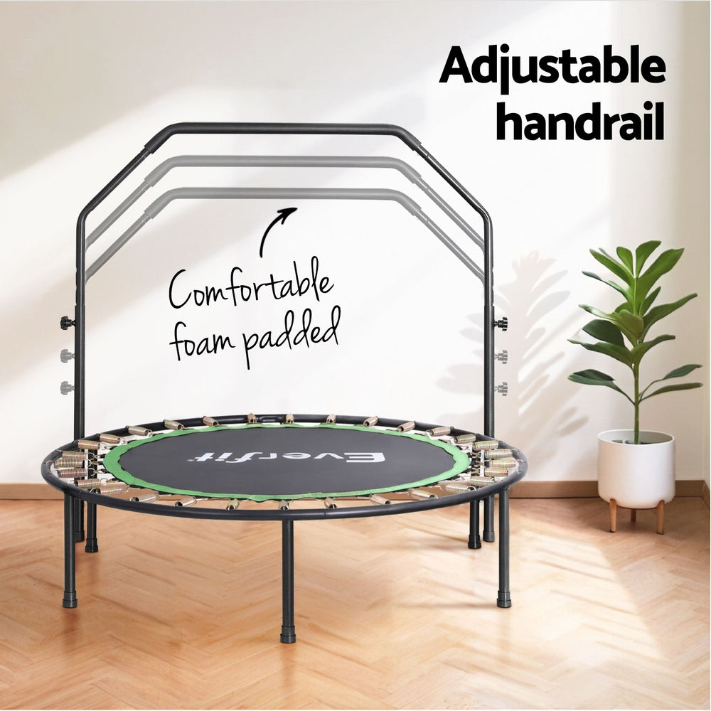 Trampolines & Accessories: Everfit 48inch Round Fitness Trampoline Rebounder Adjustable Handrail Green