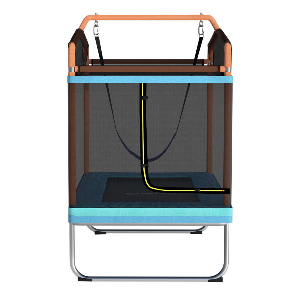Trampolines & Accessories: Everfit 6FT Trampoline Kids Rectangle Trampoline w/ Swing Enclosure Safety Net Orange