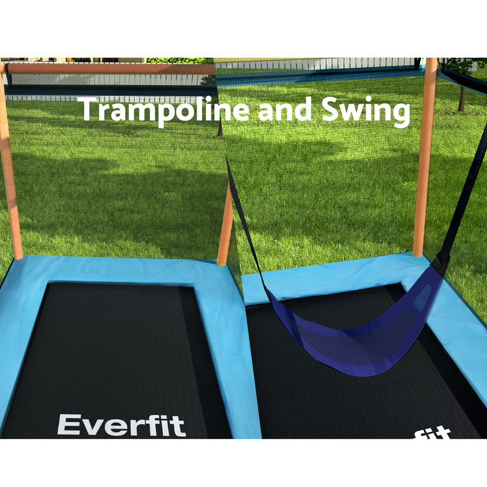 Trampolines & Accessories: Everfit 6FT Trampoline Kids Rectangle Trampoline w/ Swing Enclosure Safety Net Orange