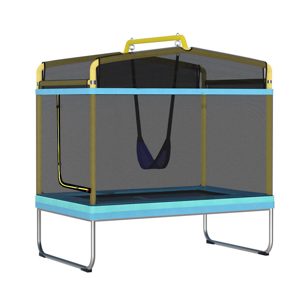 Trampolines & Accessories: Everfit 6FT Trampoline for Kids w/ Enclosure Safety Net Swing Rectangle Yellow