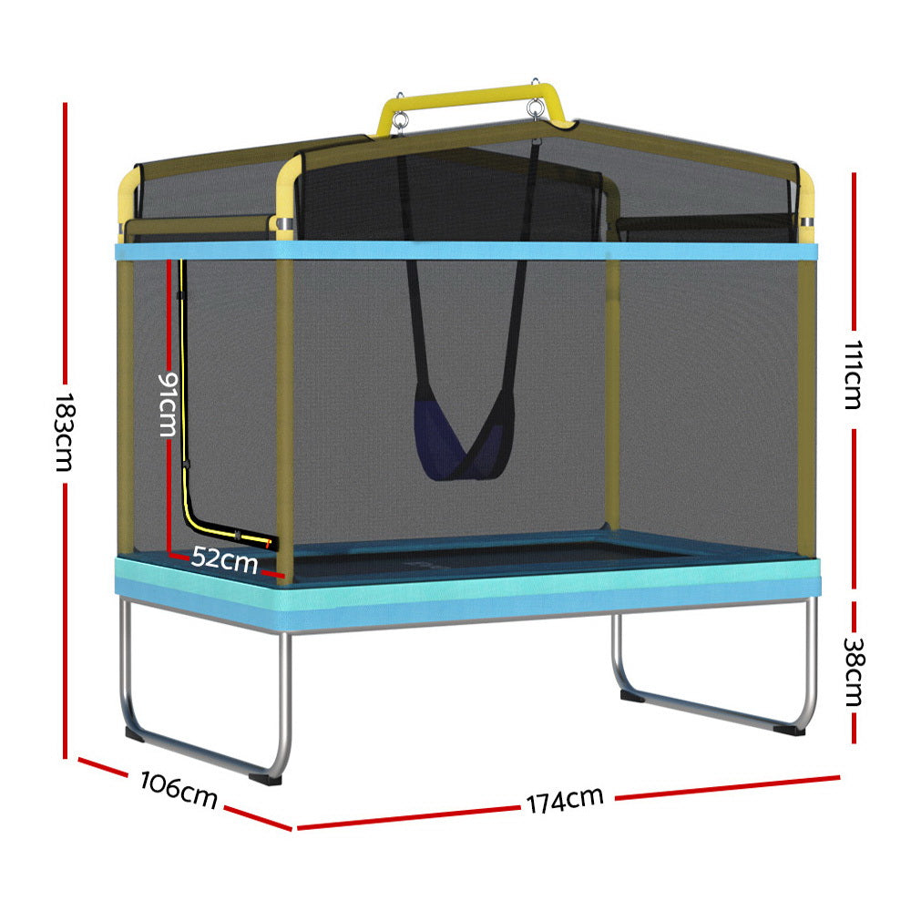 Trampolines & Accessories: Everfit 6FT Trampoline for Kids w/ Enclosure Safety Net Swing Rectangle Yellow