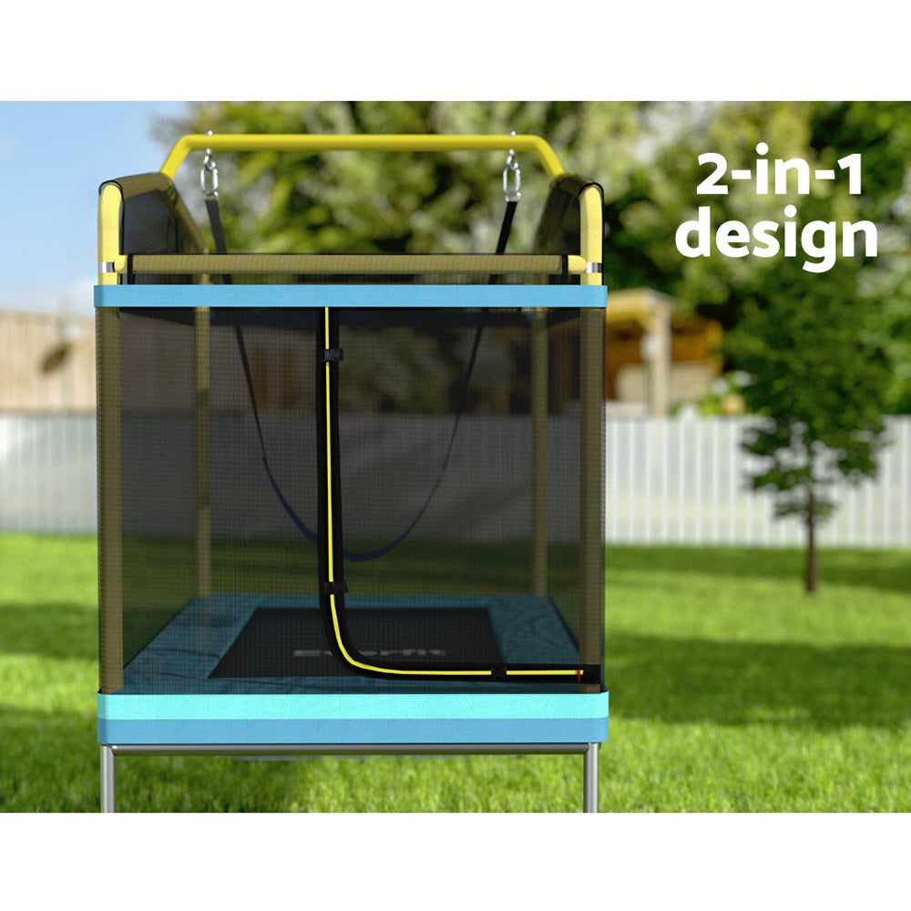 Trampolines & Accessories: Everfit 6FT Trampoline for Kids w/ Enclosure Safety Net Swing Rectangle Yellow