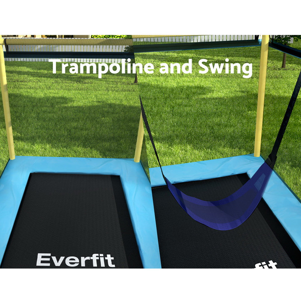 Trampolines & Accessories: Everfit 6FT Trampoline for Kids w/ Enclosure Safety Net Swing Rectangle Yellow