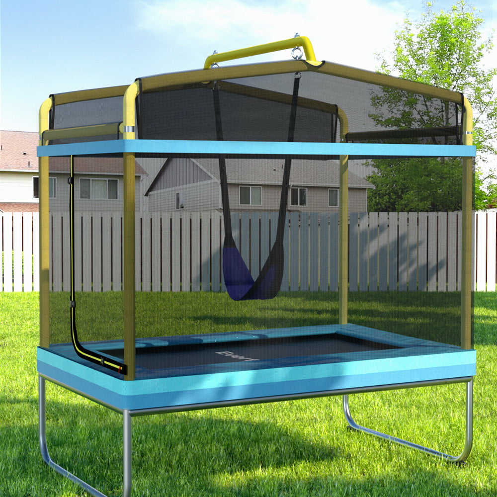Trampolines & Accessories: Everfit 6FT Trampoline for Kids w/ Enclosure Safety Net Swing Rectangle Yellow