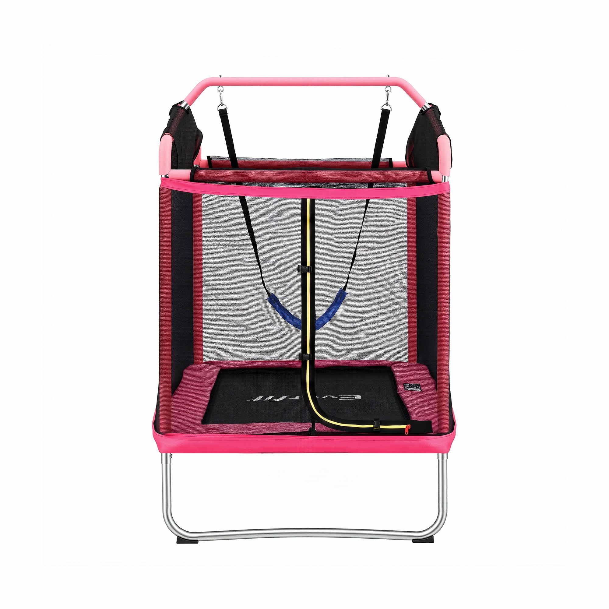 Everfit 3-in-1 Kids Rectangle 6FT Trampoline Rebounder with Swing Belt Pink