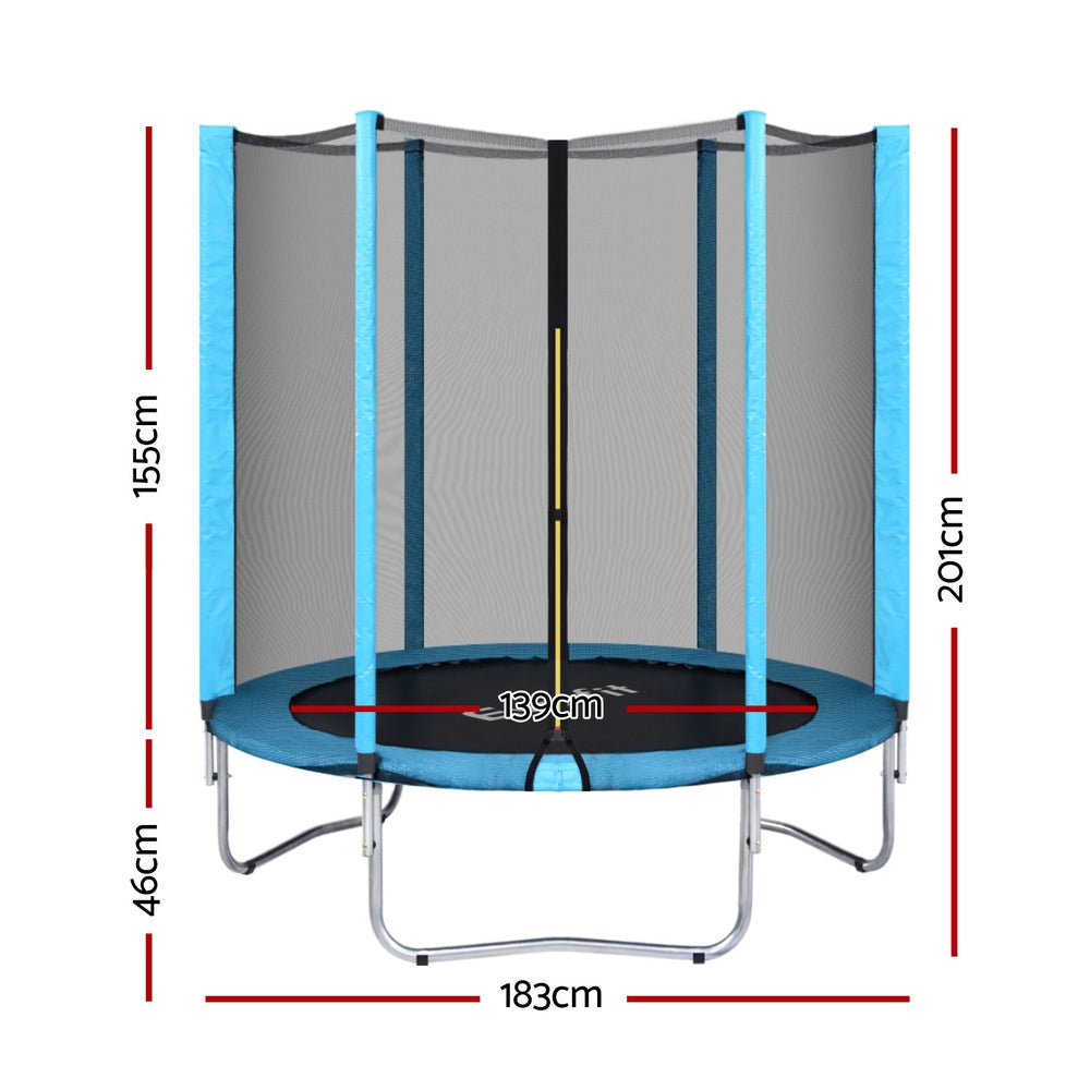 Trampolines & Accessories: Everfit Trampoline 6FT Kids Trampolines Safety Net Pad Round Blue