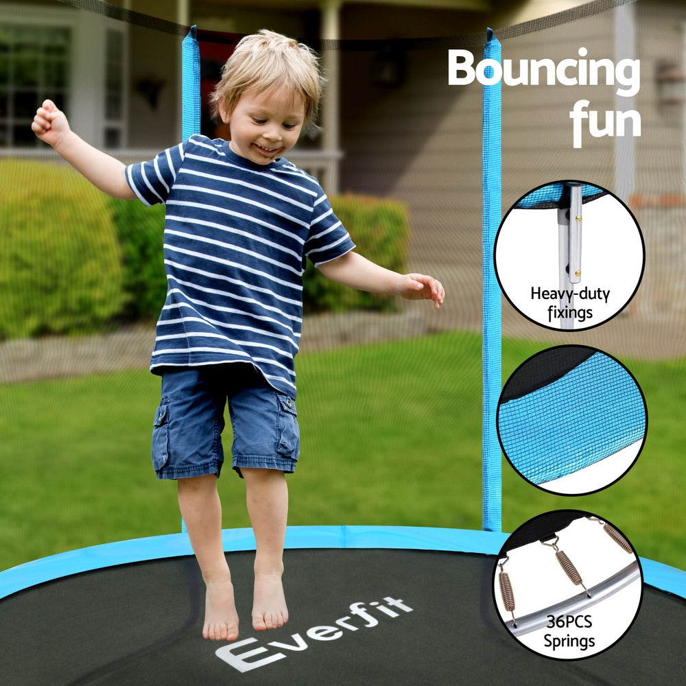 Trampolines & Accessories: Everfit Trampoline 6FT Kids Trampolines Safety Net Pad Round Blue