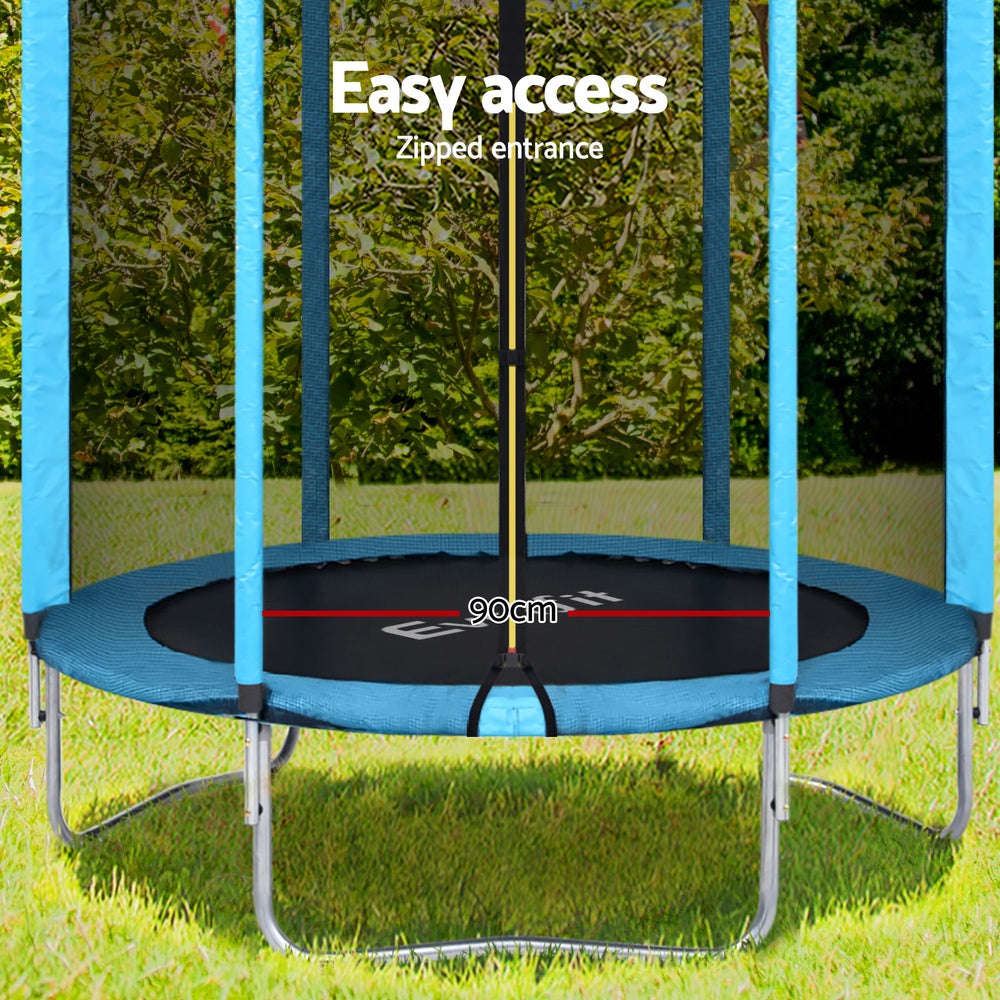 Trampolines & Accessories: Everfit Trampoline 6FT Kids Trampolines Safety Net Pad Round Blue