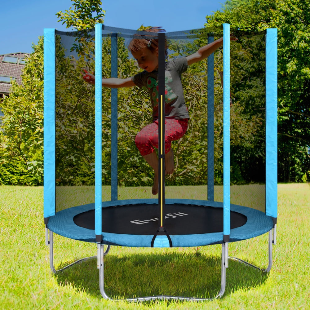 Trampolines & Accessories: Everfit Trampoline 6FT Kids Trampolines Safety Net Pad Round Blue