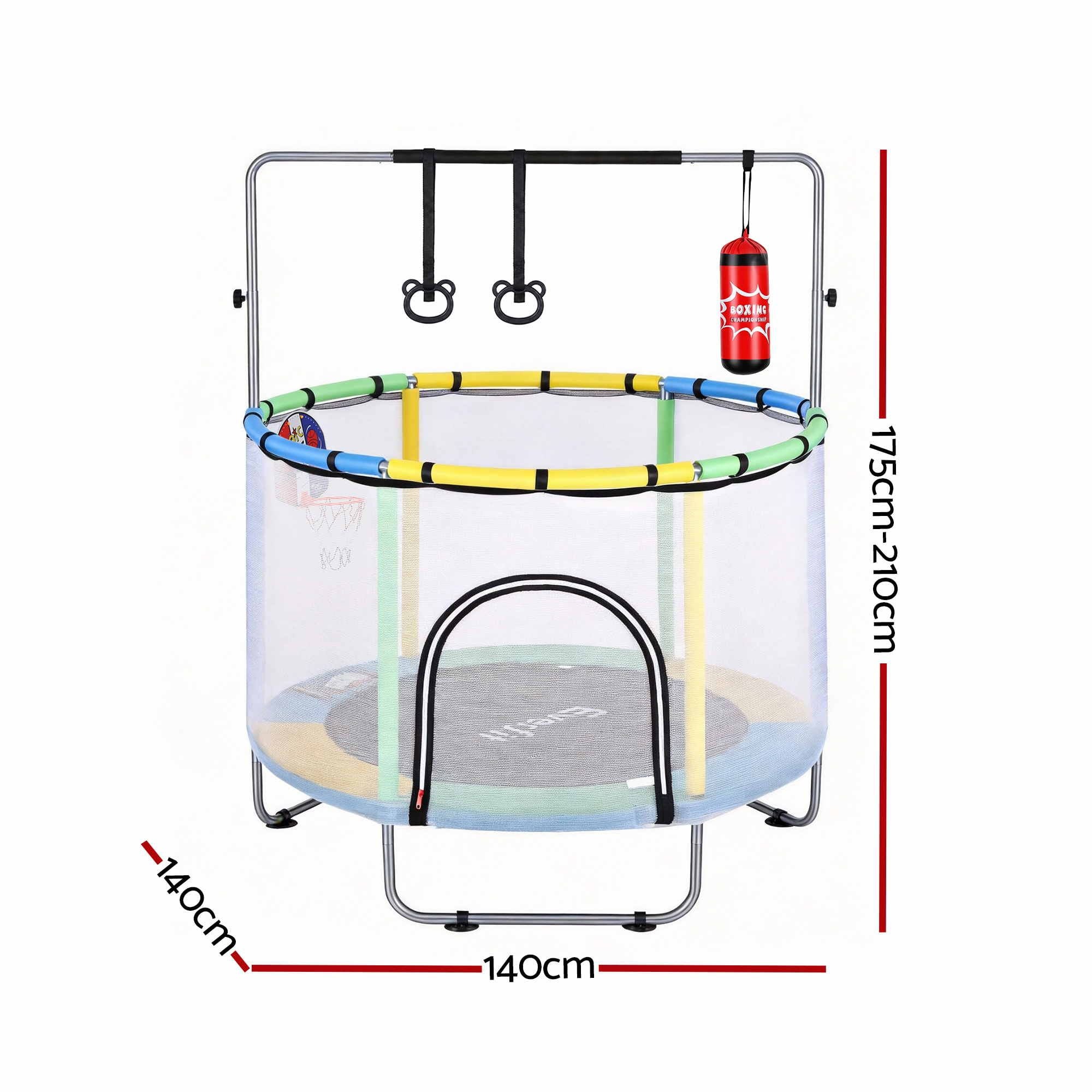Trampolines & Accessories: Everfit 55inch Trampoline Kids Rebounder with Basketball Set Sandbag Boxing Game