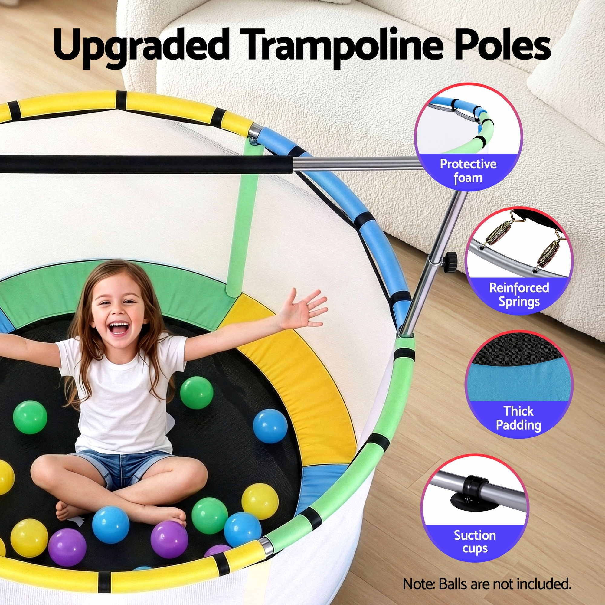 Trampolines & Accessories: Everfit 55inch Trampoline Kids Rebounder with Basketball Set Sandbag Boxing Game