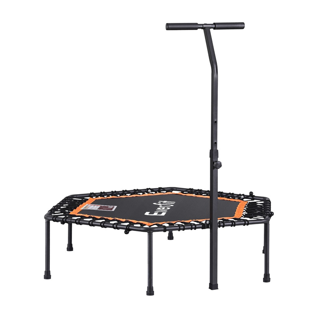 Trampolines & Accessories: Everfit 51inch Hexagon Fitness Trampoline Rebounder Adjustable Handrail Orange