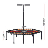 Everfit 51inch Hexagon Fitness Trampoline Rebounder Adjustable Handrail Orange