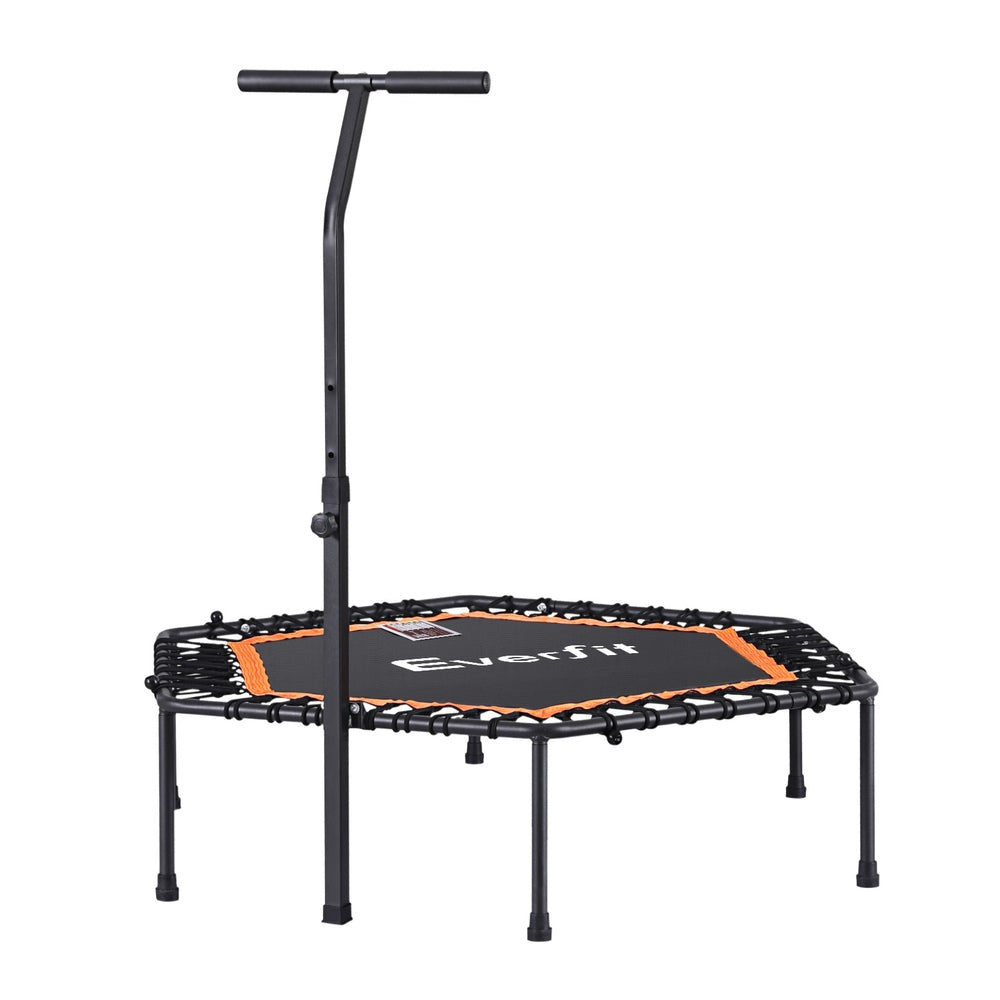 Trampolines & Accessories: Everfit 51inch Hexagon Fitness Trampoline Rebounder Adjustable Handrail Orange