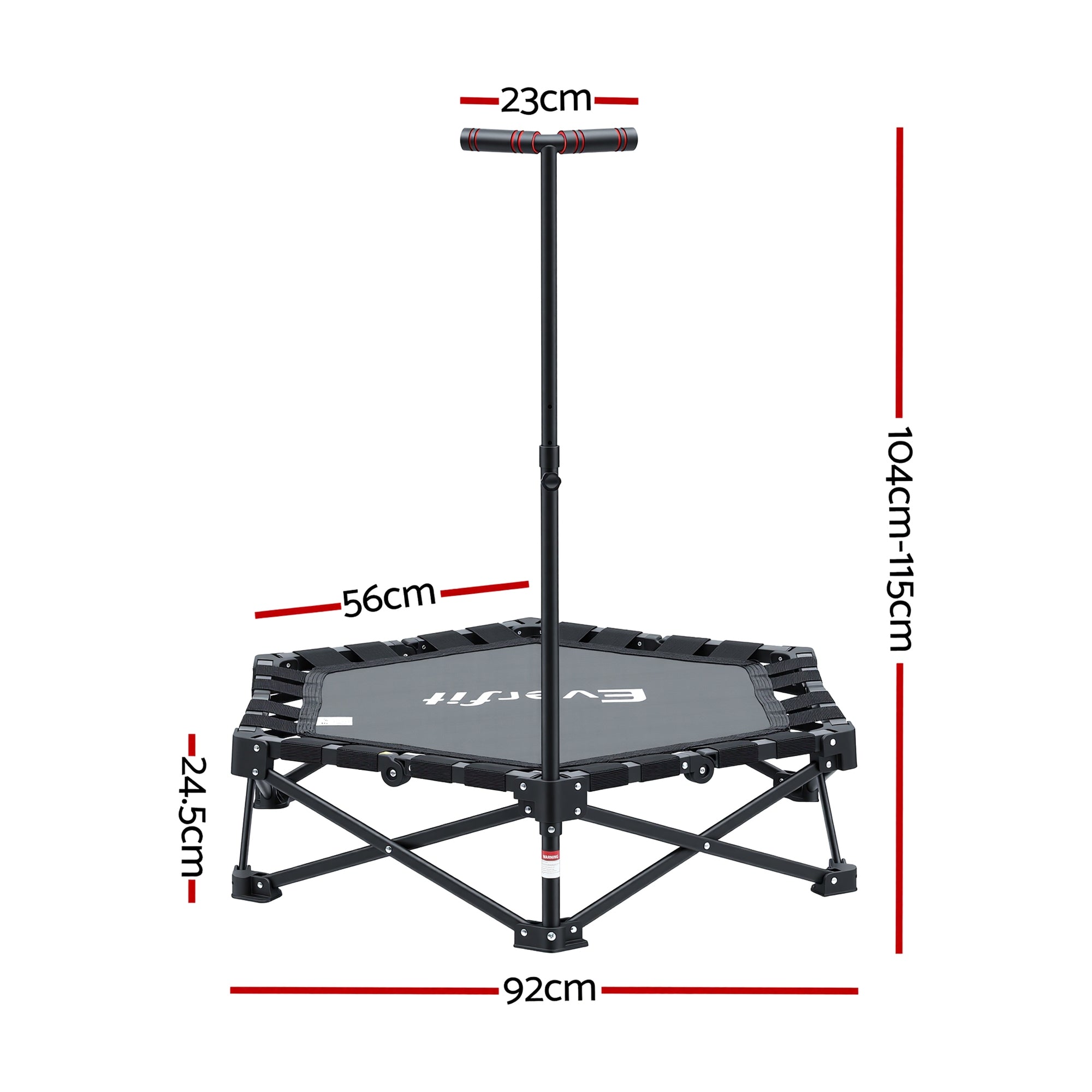 Trampolines & Accessories: Everfit Fitness Foldable Trampoline Rebounder Adjustable Handle Indoor Exercise Black