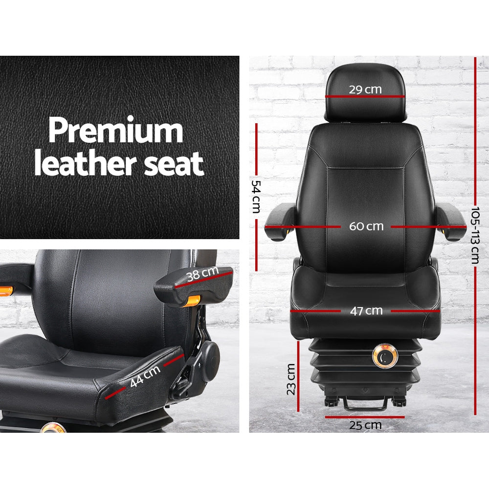 Automotive Parts: Giantz Tractor Seat Forklift Excavator Truck Universal Backrest Chair PU Leather