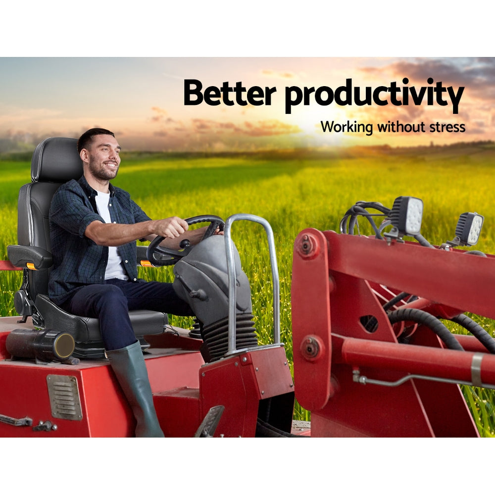 Automotive Parts: Giantz Tractor Seat Forklift Excavator Truck Universal Backrest Chair PU Leather