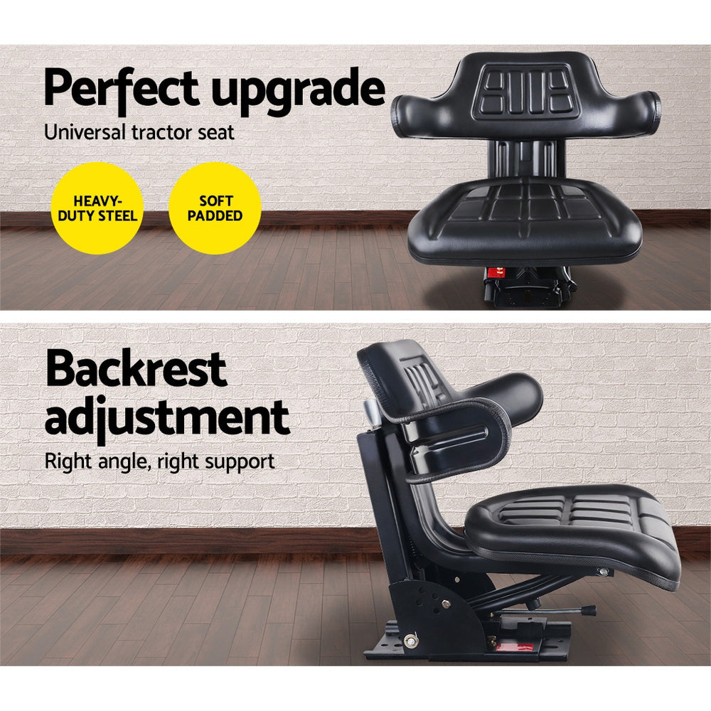 Automotive Parts: Giantz Tractor Seat Forklift Excavator Truck Universal Digger Chair PU Leather