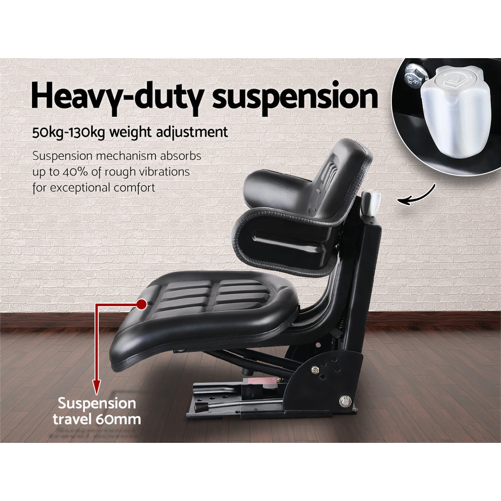 Automotive Parts: Giantz Tractor Seat Forklift Excavator Truck Universal Digger Chair PU Leather