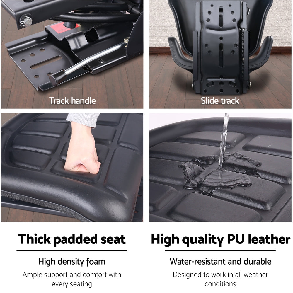 Automotive Parts: Giantz Tractor Seat Forklift Excavator Truck Universal Digger Chair PU Leather