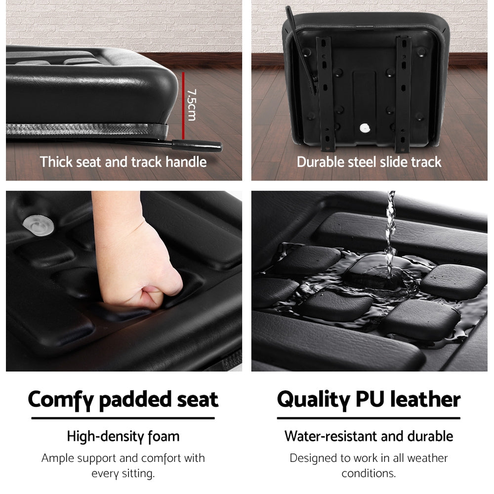 Automotive Parts: Giantz Tractor Seat Forklift Excavator Universal Suspension Truck Chair PU Leather