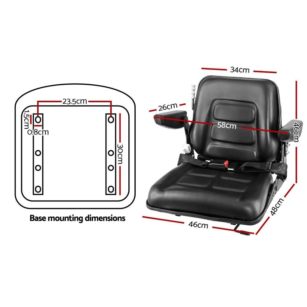 Automotive Parts: Giantz Tractor Seat Forklift Excavator Universal Suspension Armrest Truck Chair