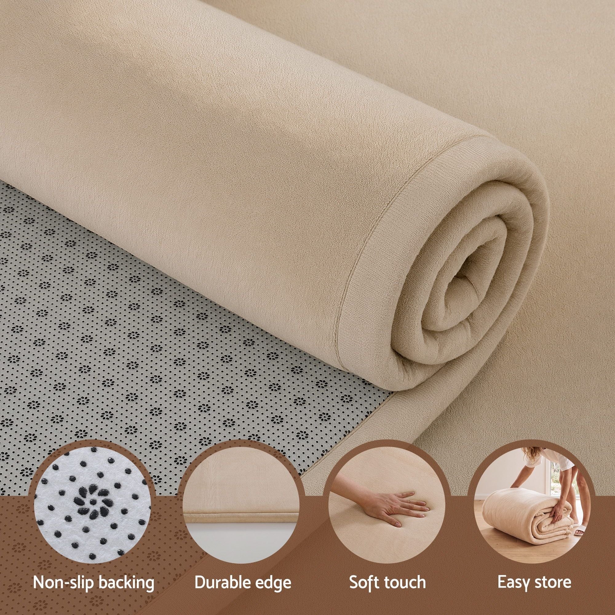Artiss Tatami Mat Floor Mattress 3cm Thick Futon Mattresses Mellow Mat Rugs Living Room Beige