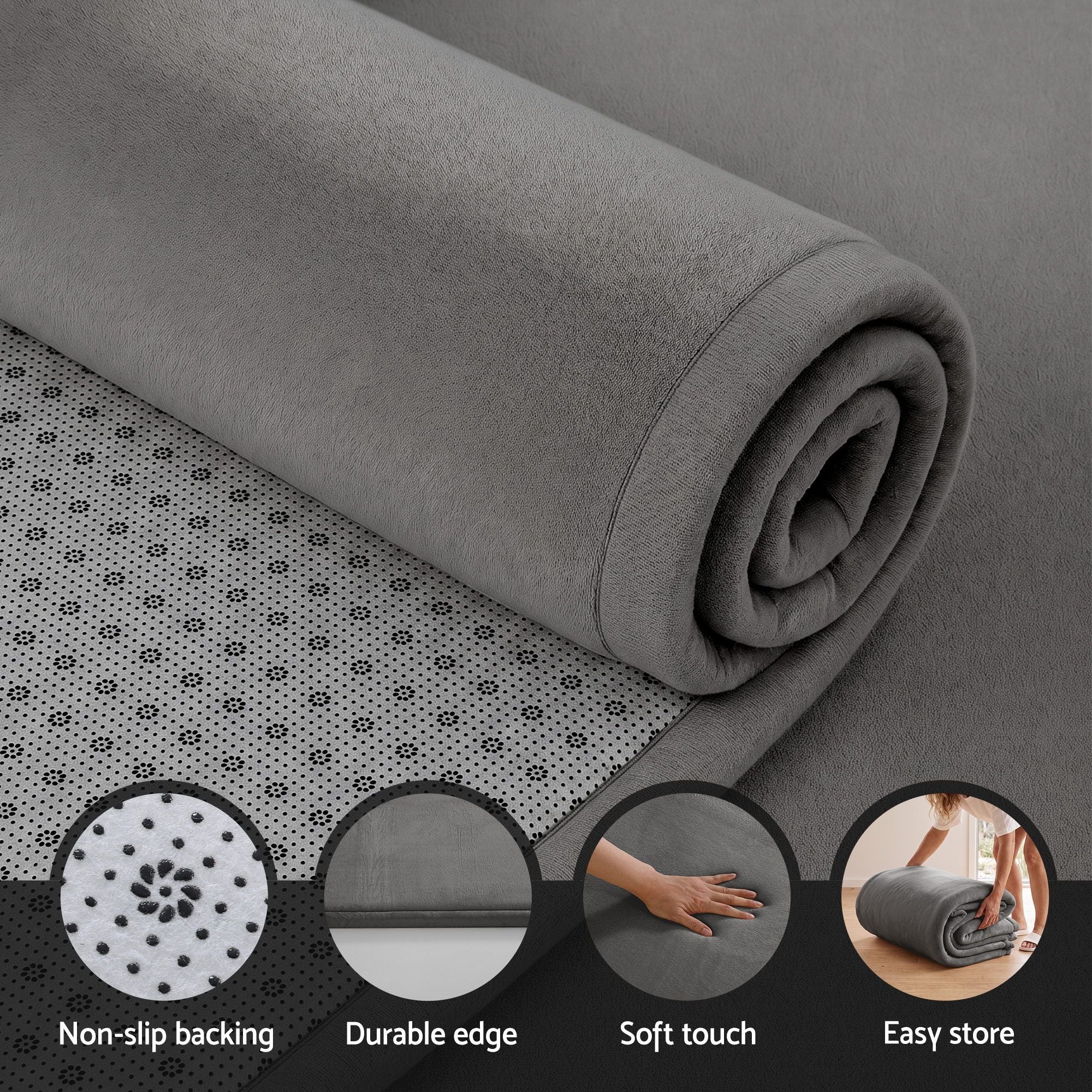 Artiss Tatami Mat Floor Mattress 3cm Thick Futon Mattresses Mellow Mat Rugs Living Room Grey