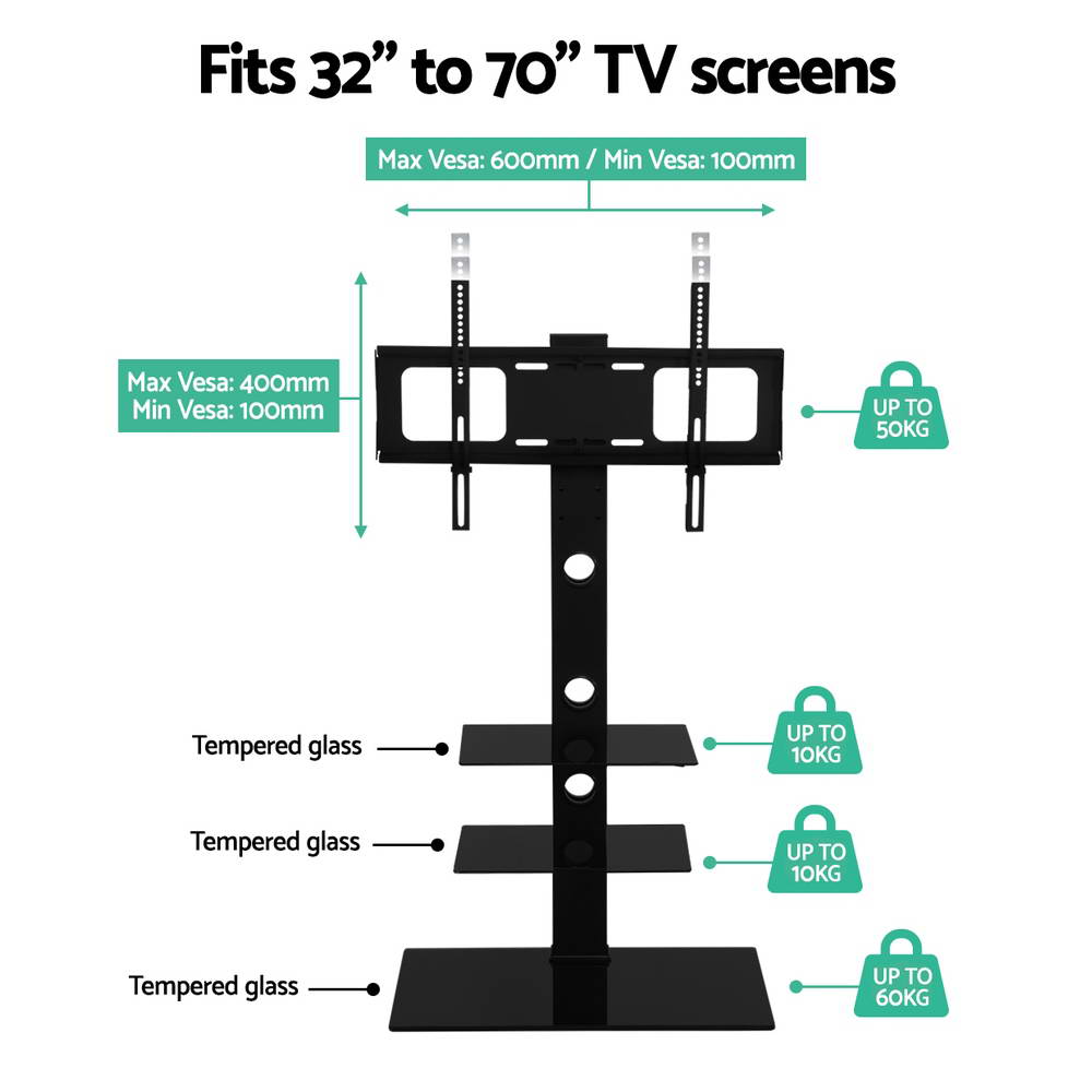 TV Units: Artiss TV Stand Mount Bracket for 32"-70" LED LCD 3 Tiers Storage Floor Shelf