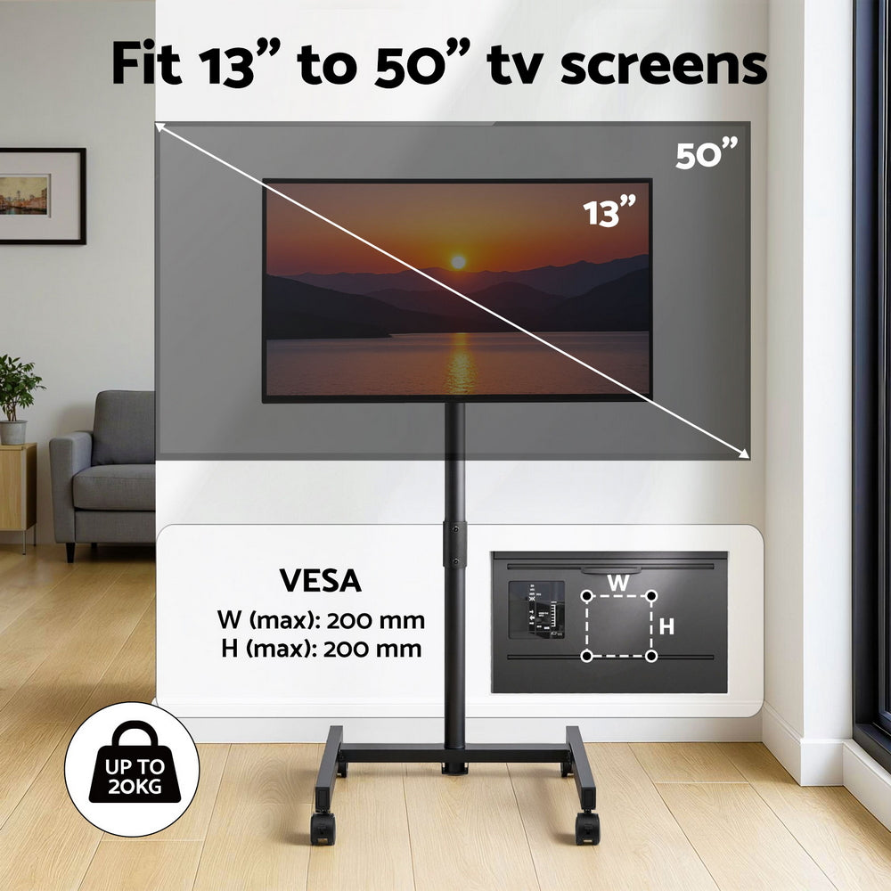 TV Units: Artiss TV Stand 13-50" Universal Mobile Adjustable Height TV Stand with Wheels