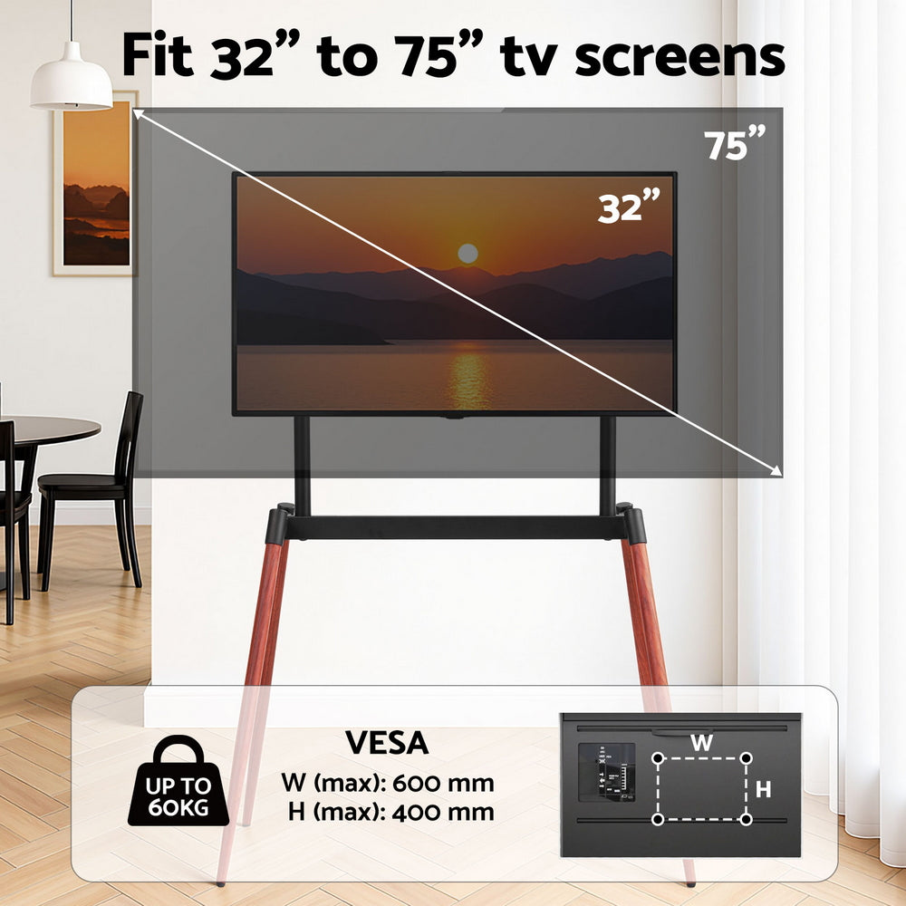 TV Units: Artiss TV Stand 32-75 inch LED LCD Screen Wooden Floor Easel Height Adjustable