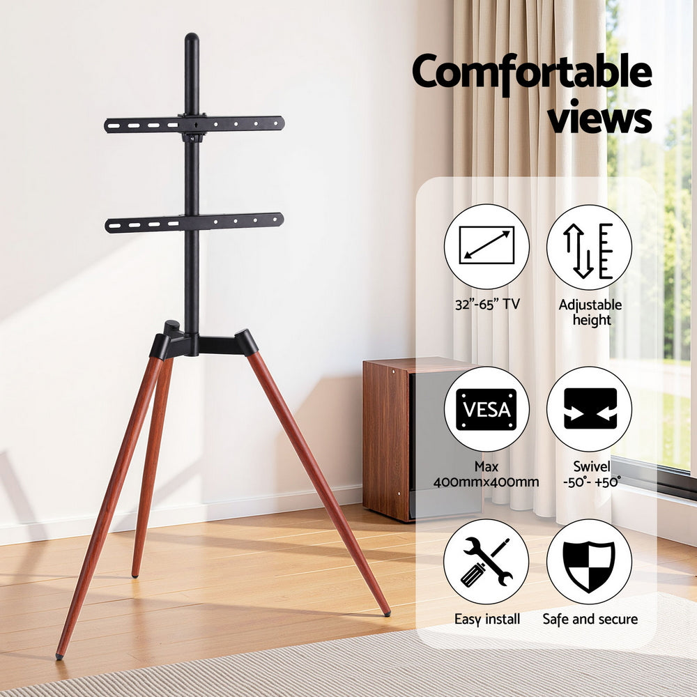 TV Units: Artiss TV Stand 32-65 inch LED LCD Screen Wooden Tripod Easel Height Adjustable