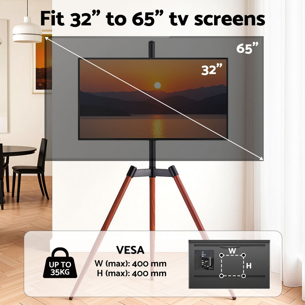 TV Units: Artiss TV Stand 32-65 inch LED LCD Screen Wooden Tripod Easel Height Adjustable