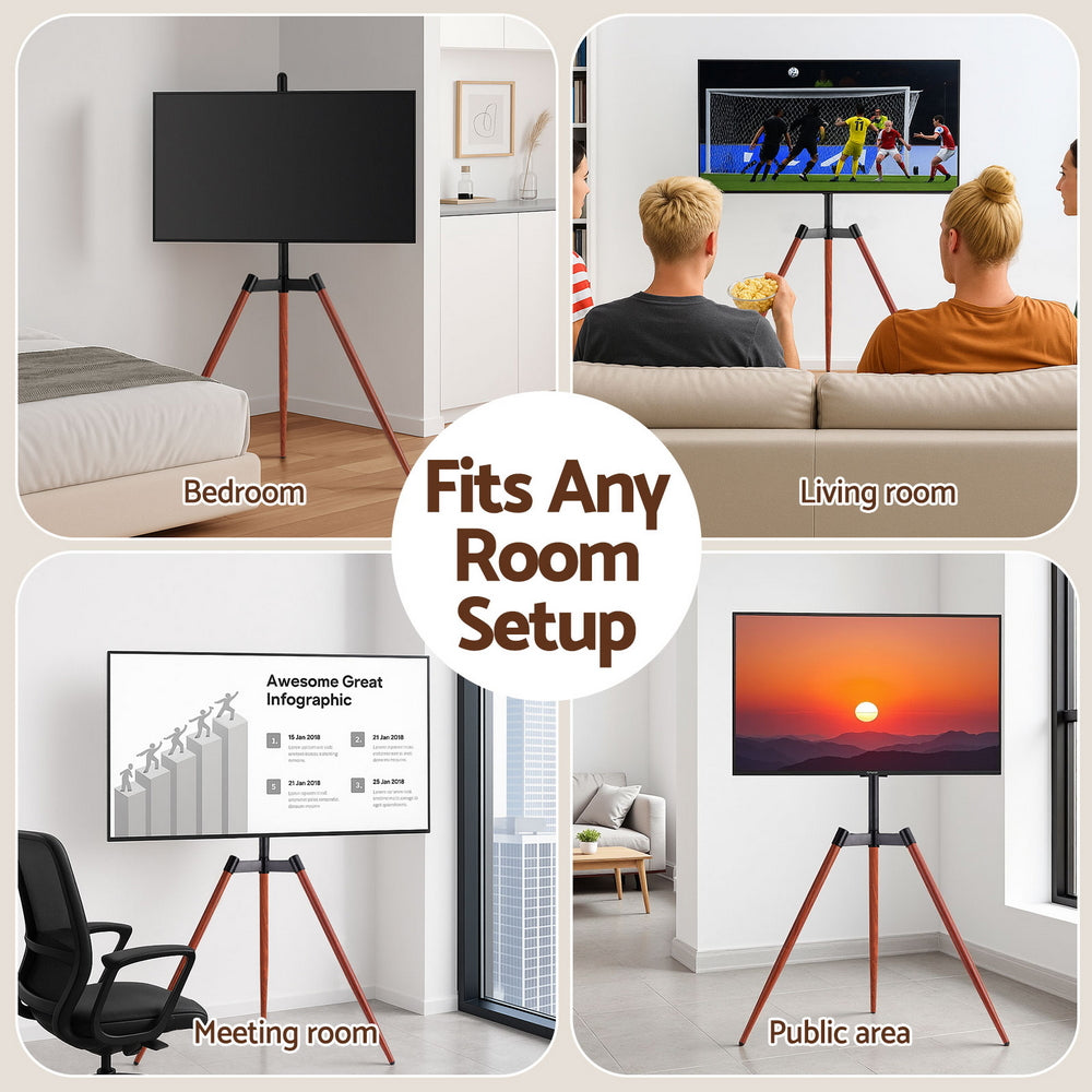 TV Units: Artiss TV Stand 32-65 inch LED LCD Screen Wooden Tripod Easel Height Adjustable