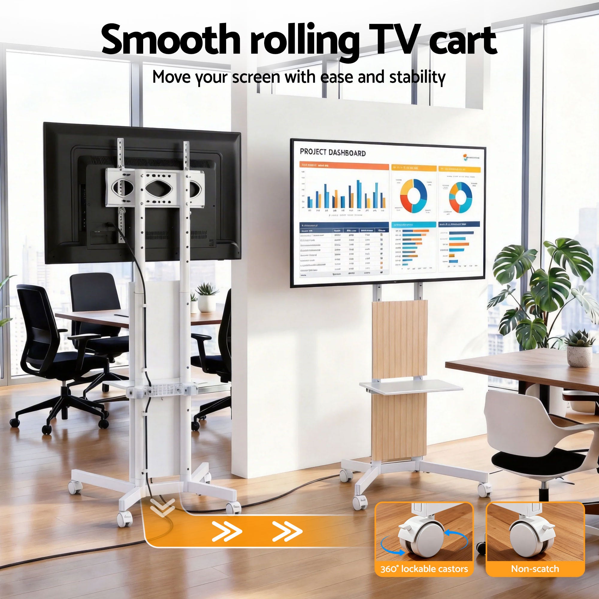 Artiss Mobile TV Floor Stand for 32-65" Mount Bracket Universal Adjustable Height with Wheels