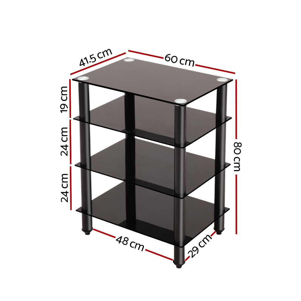 TV Units: Artiss TV Stand 4 Tiers Storage Shelf Rack Tempered Glass Entertainment Unit
