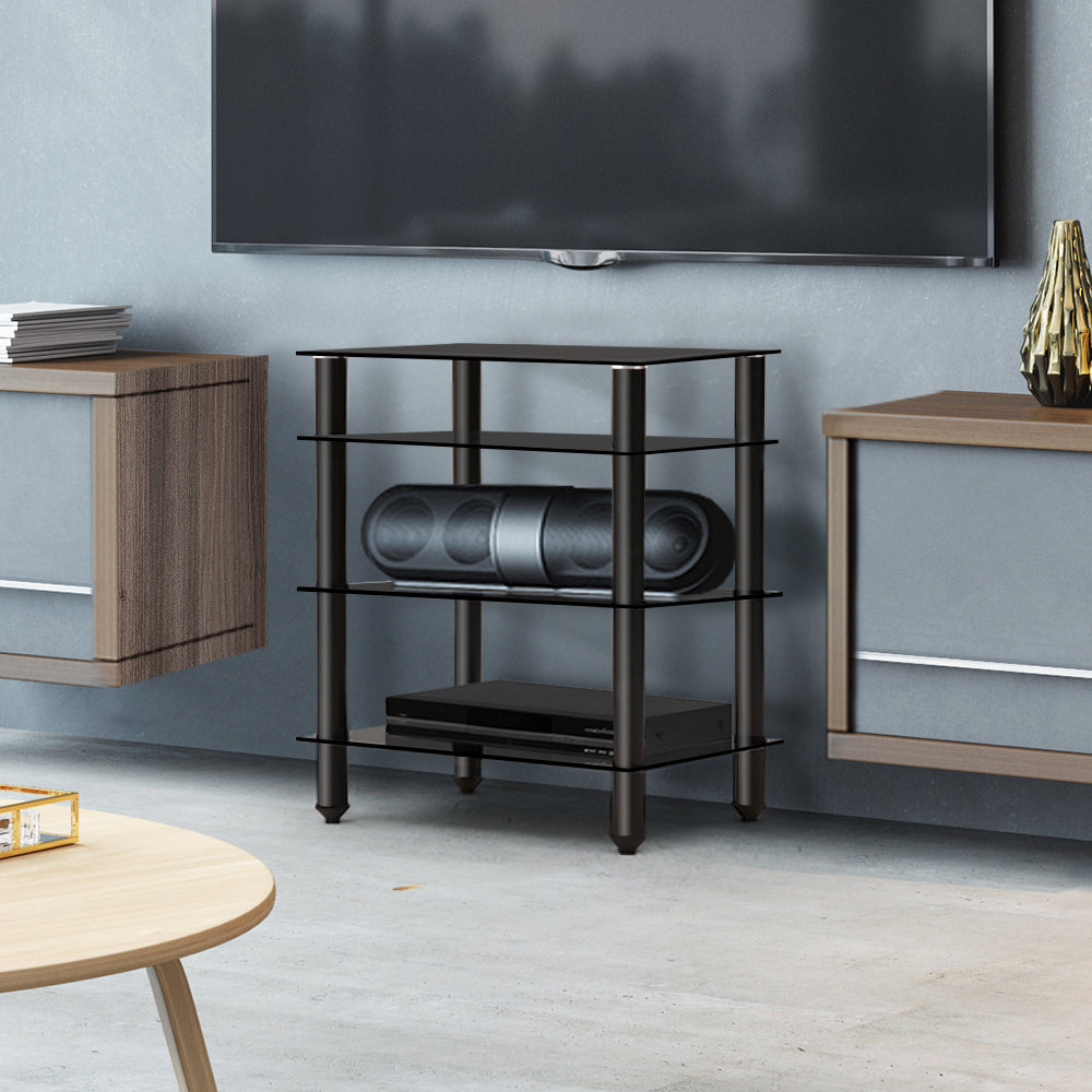 TV Units: Artiss TV Stand 4 Tiers Storage Shelf Rack Tempered Glass Entertainment Unit