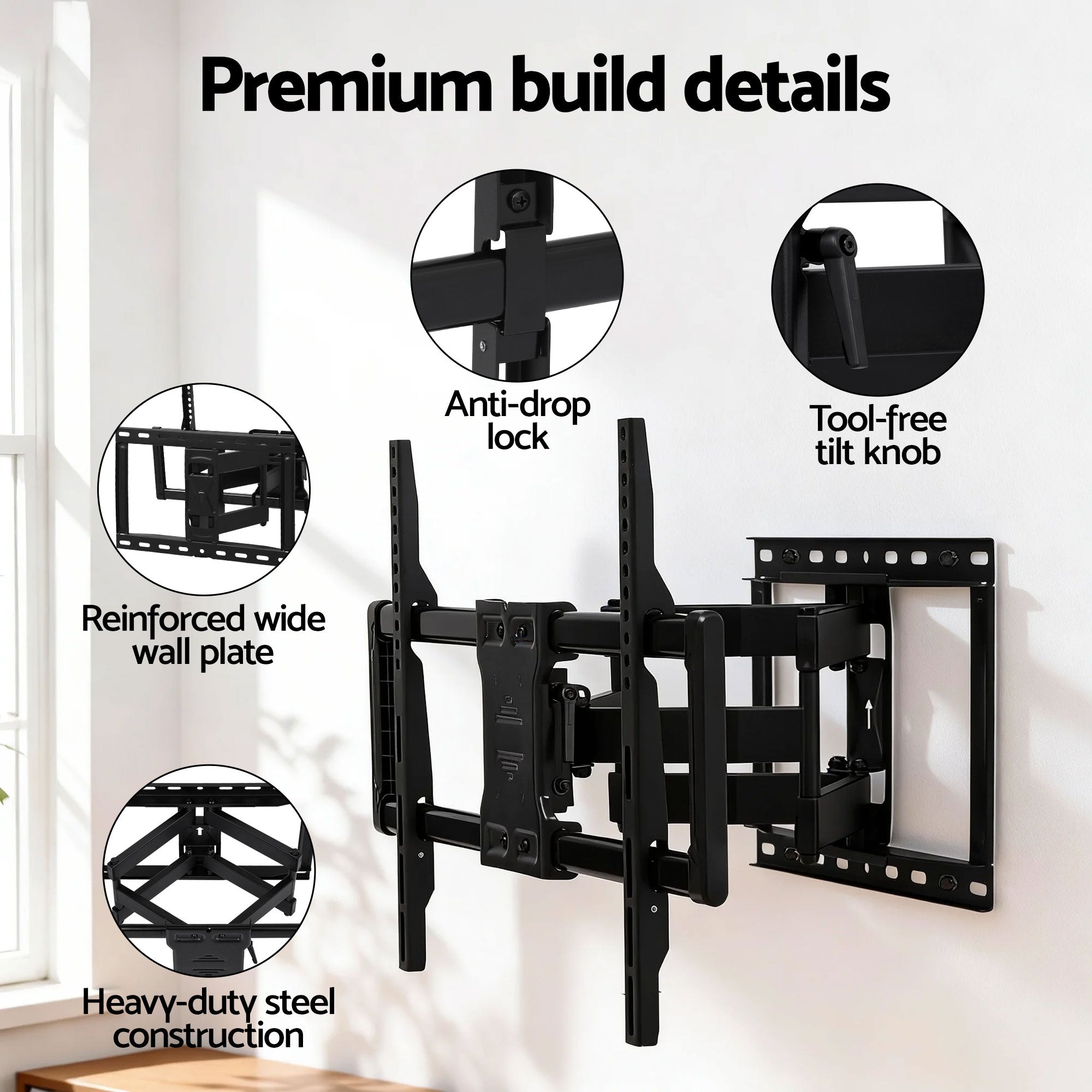 TVs & Accessories: Artiss TV Wall Mount Bracket for 37" - 85" TVs Swivel Tilt Extendable Full Motion