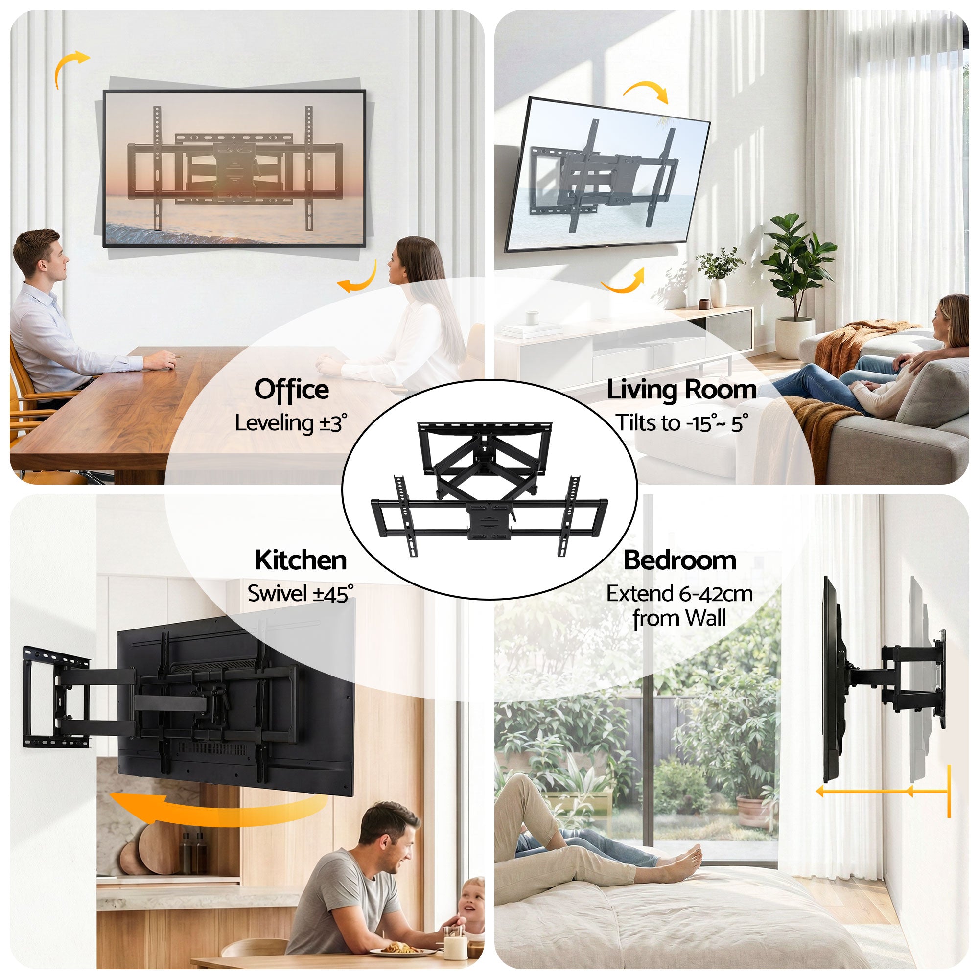 TVs & Accessories: Artiss TV Wall Mount Bracket for 37" - 85" TVs Swivel Tilt Extendable Full Motion