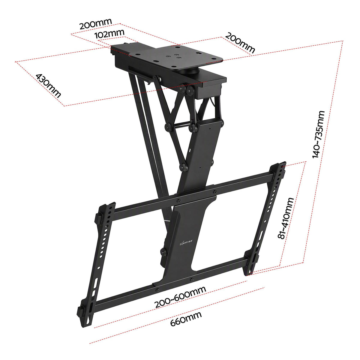 Artiss Motorised Ceiling TV Mount 32-75 Inch Flip Down Smart Remote VESA 600x400