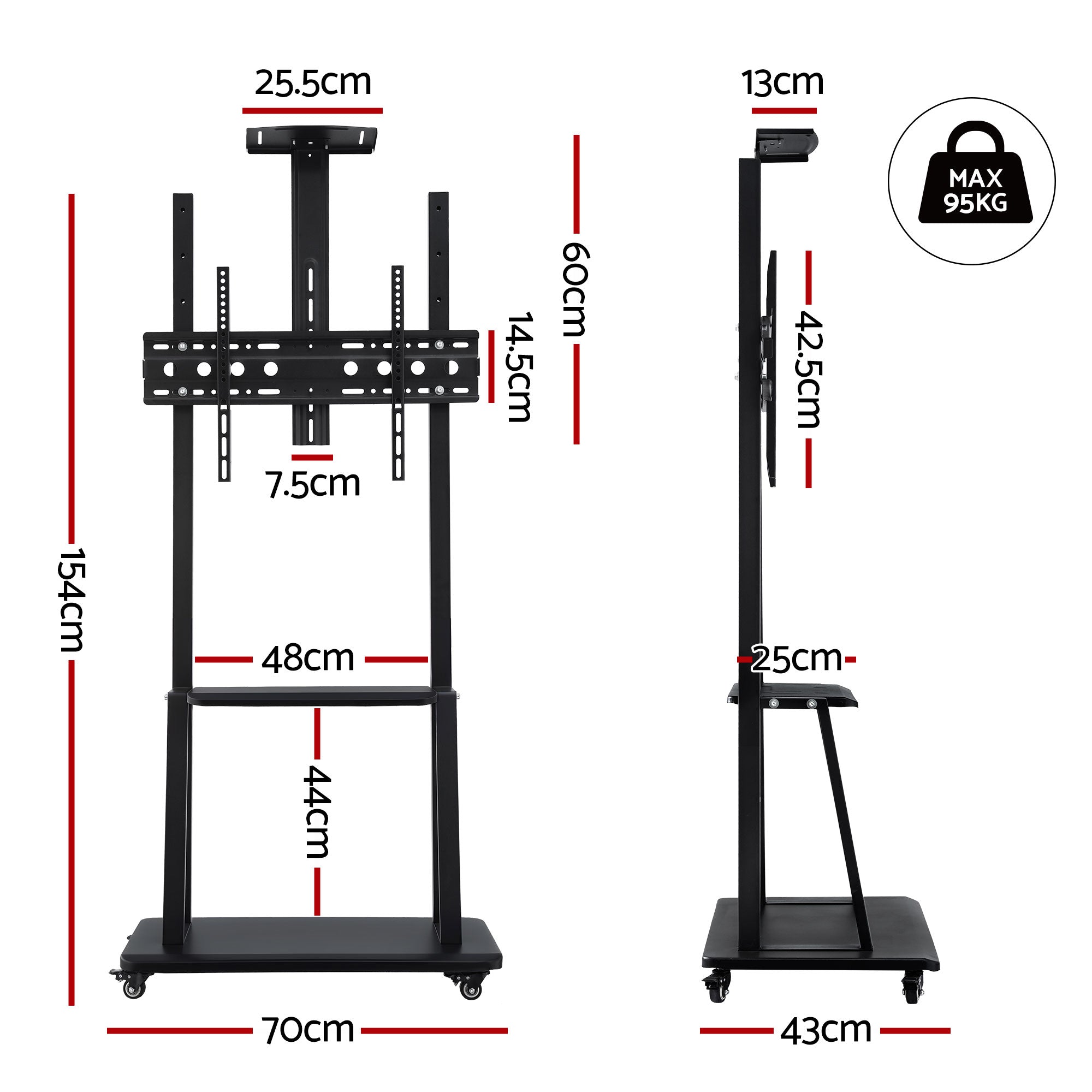 TV Units: Artiss TV Stand 32-70" Universal Mobile Adjustable Height TV Stand with Wheels