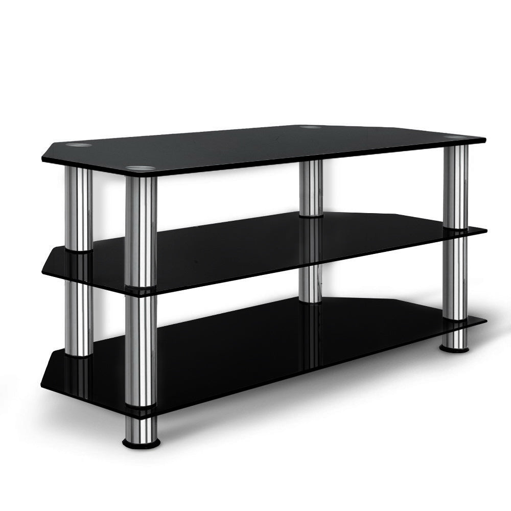 TV Units: Artiss TV Stand 3 Tiers Storage Shelf Rack Tempered Glass Entertainment Unit