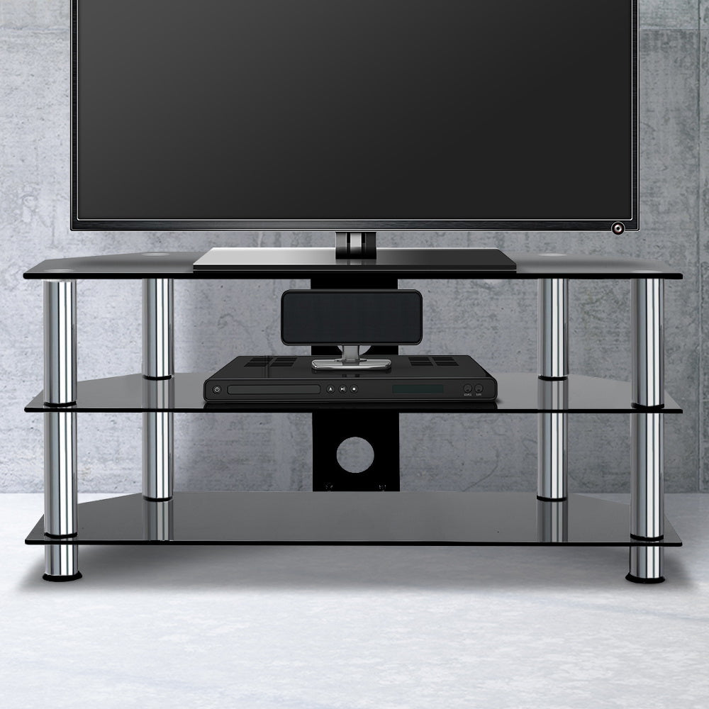 TV Units: Artiss TV Stand 3 Tiers Storage Shelf Rack Tempered Glass Entertainment Unit