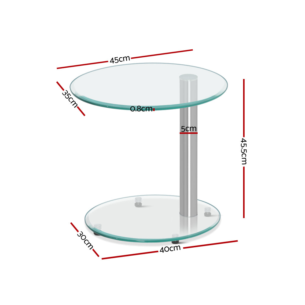 Coffee Tables: Artiss Coffee Table Oval Tempered Glass Side End Beside Tables Cafe 45cm