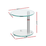 Artiss Coffee Table Oval Tempered Glass Side End Beside Tables Cafe 45cm