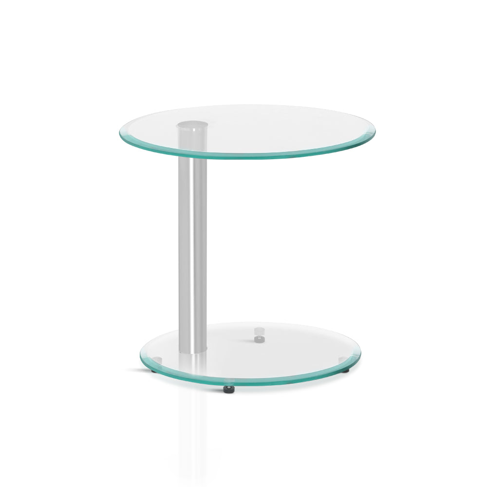 Coffee Tables: Artiss Coffee Table Oval Tempered Glass Side End Beside Tables Cafe 45cm