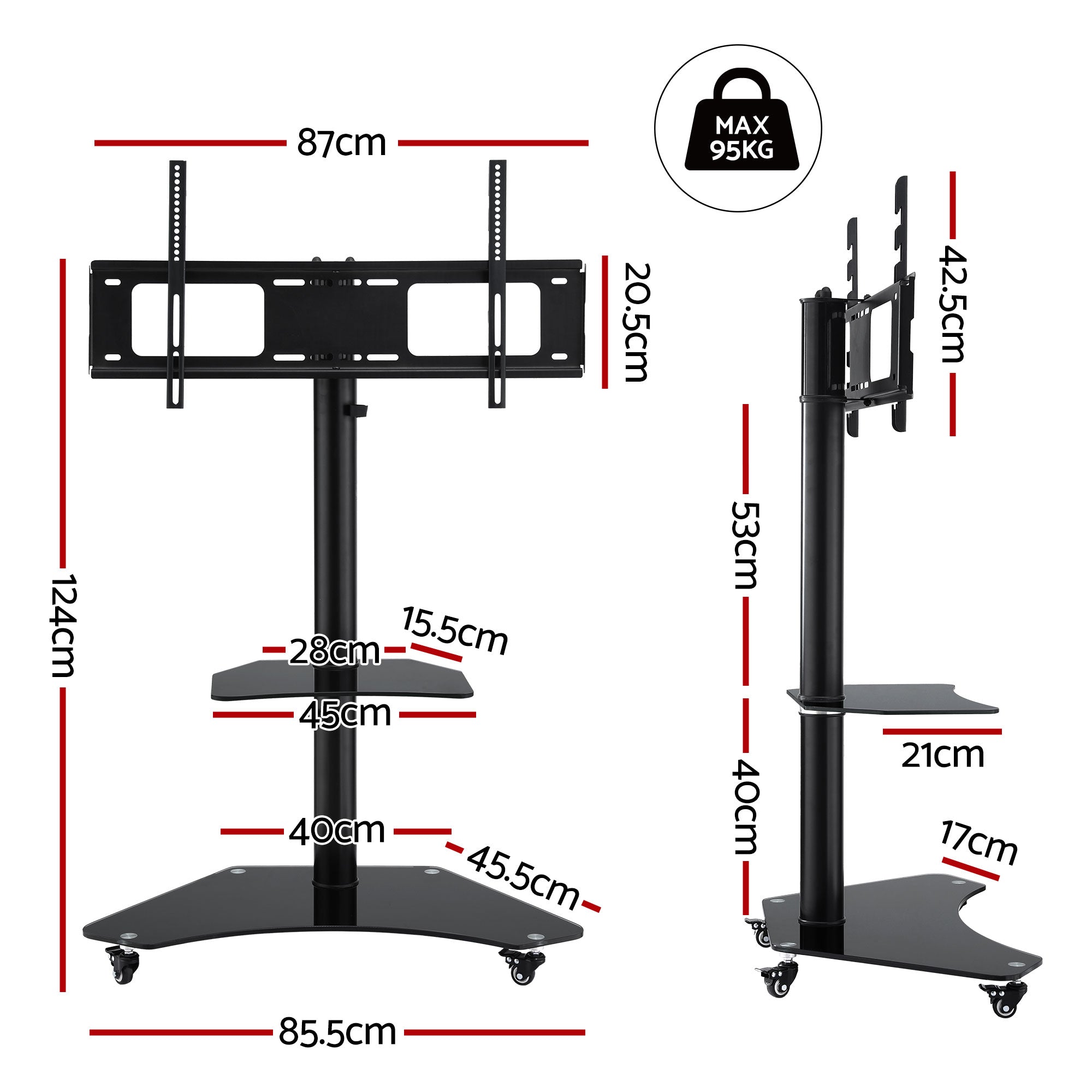 TV Units: Artiss 40-100" TV Stand Mount Bracket Universal Adjustable Height with Wheels