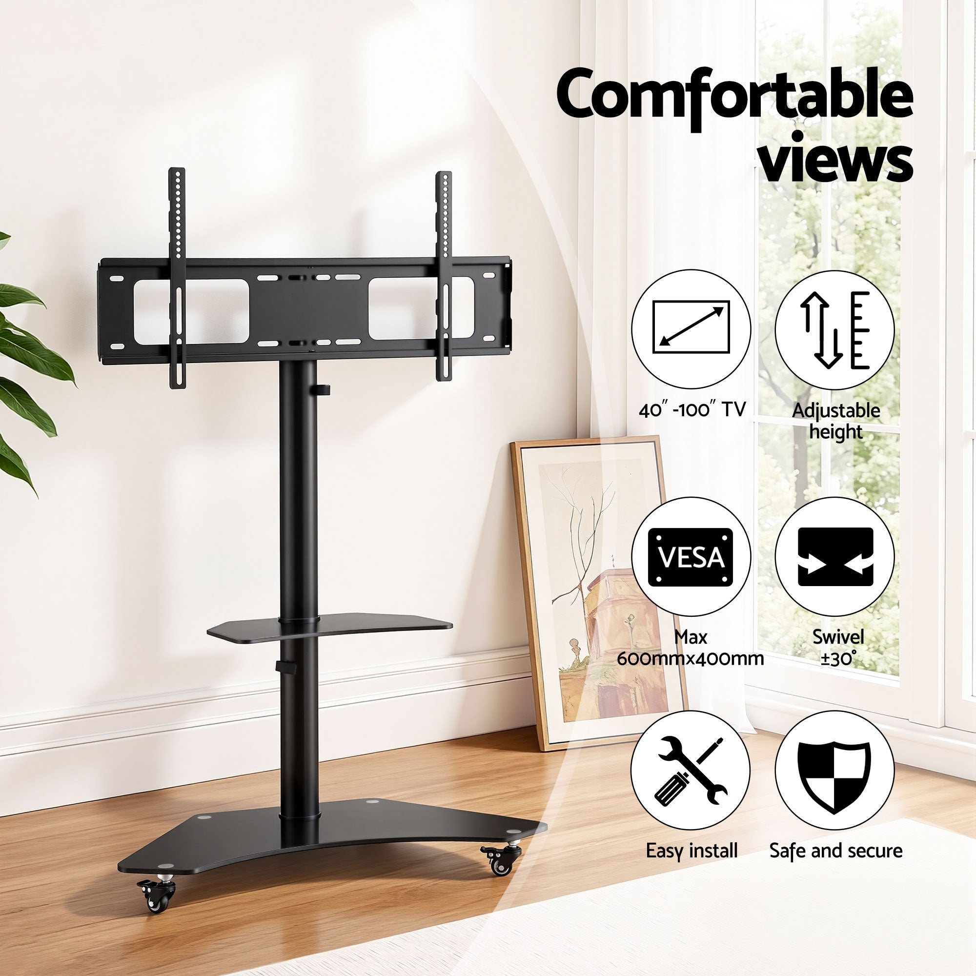 TV Units: Artiss 40-100" TV Stand Mount Bracket Universal Adjustable Height with Wheels