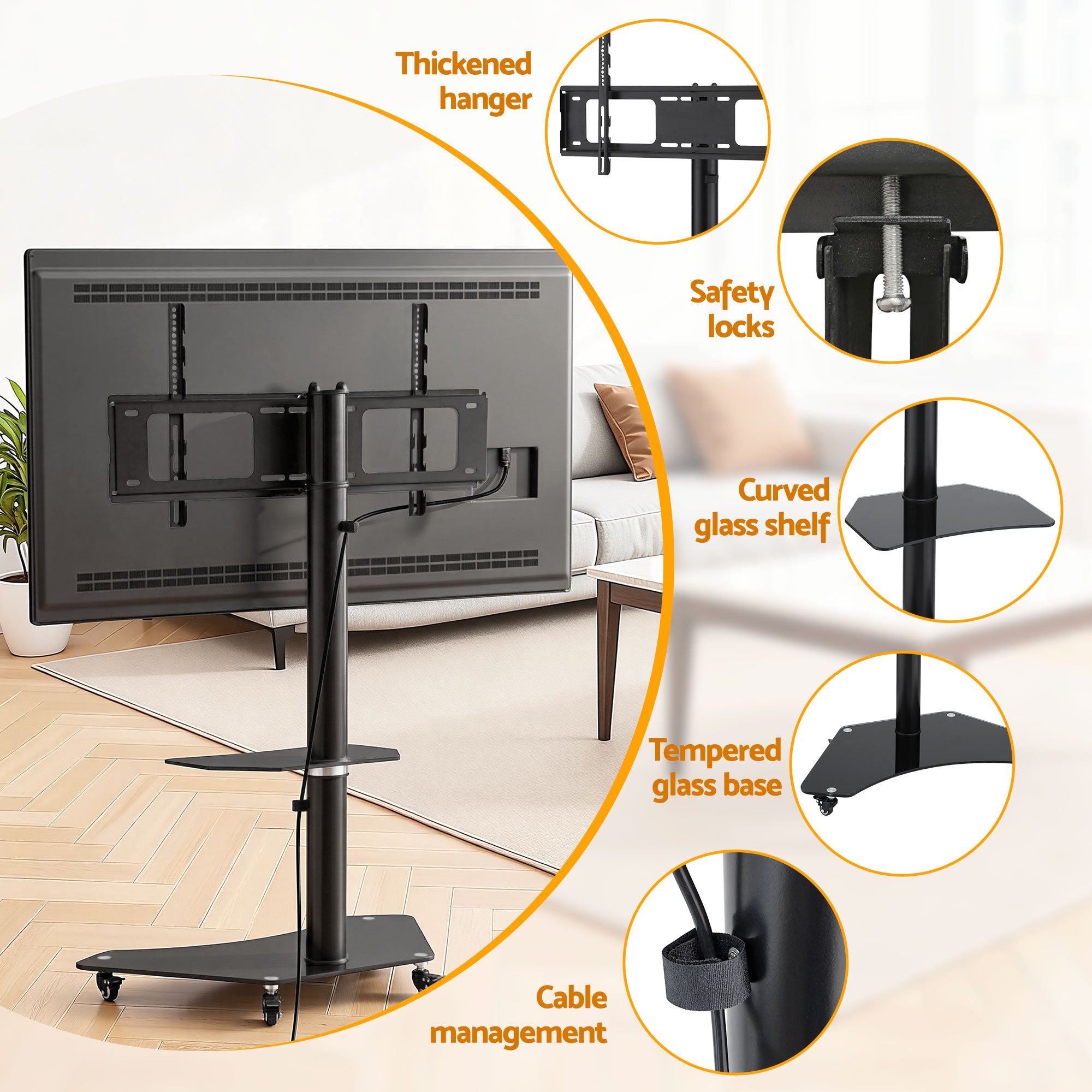 TV Units: Artiss 40-100" TV Stand Mount Bracket Universal Adjustable Height with Wheels